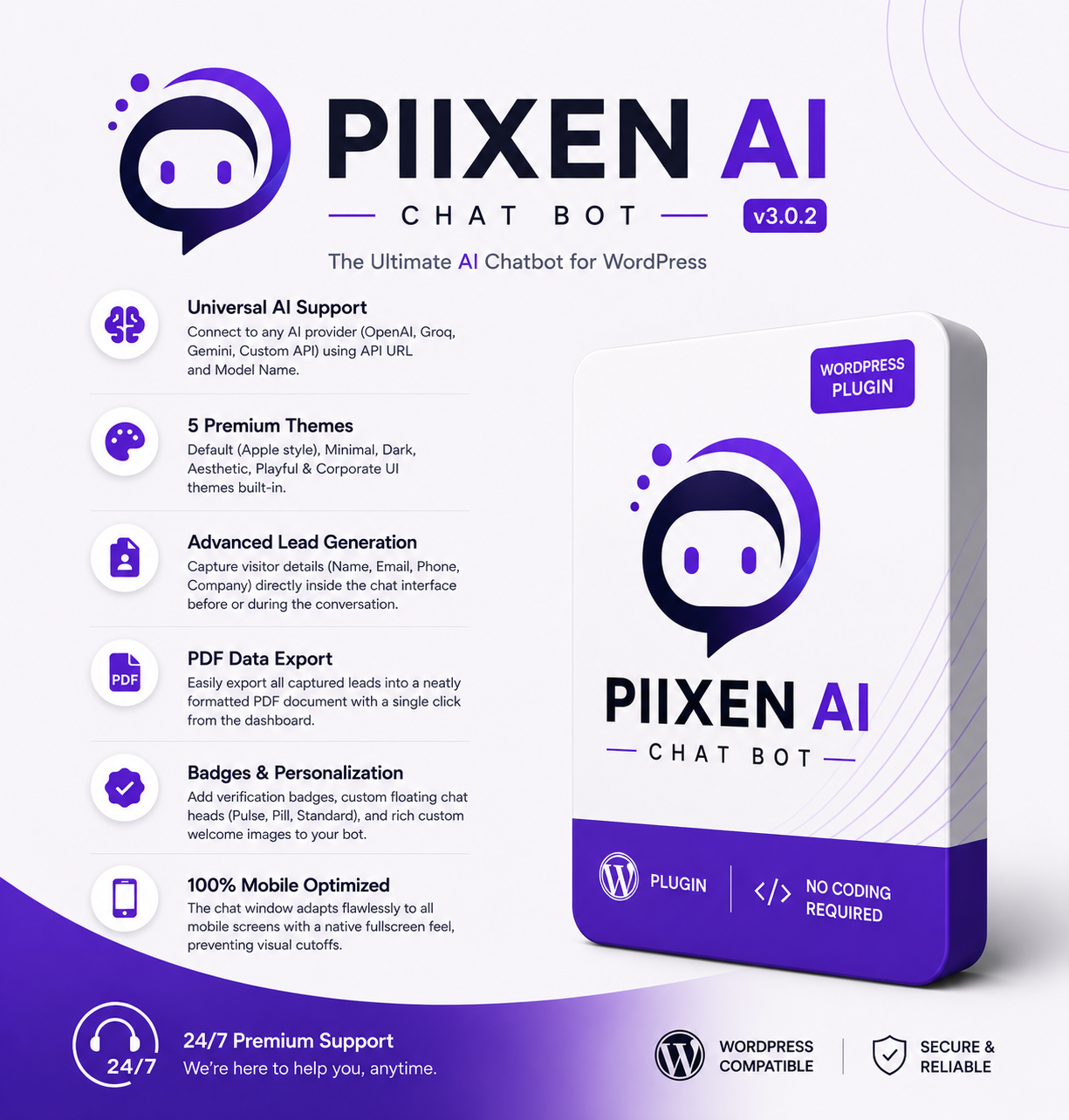 PIIXEN AI Chat Bot v3.0.2 – The Ultimate AI Chatbot Plugin for WordPress - Image 1